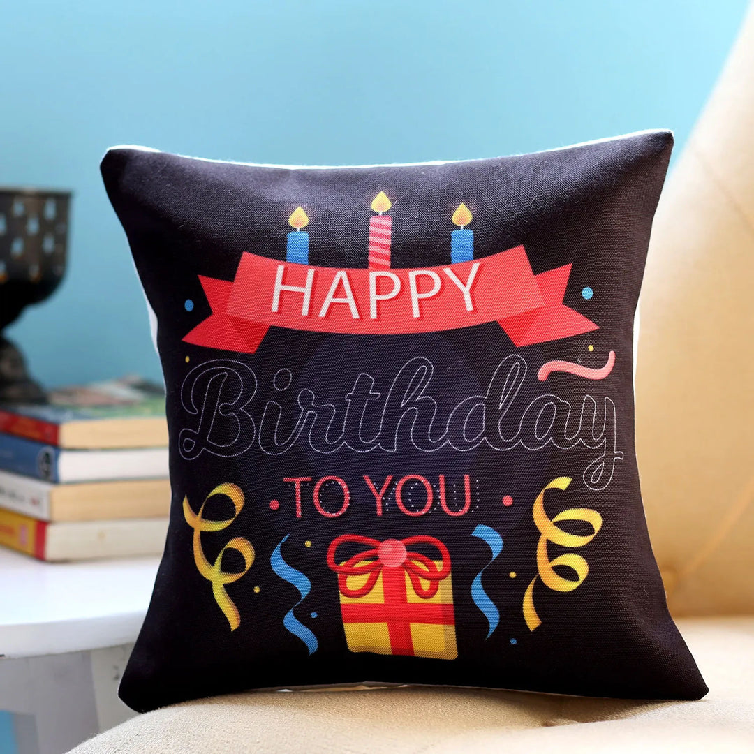 Happy Birthday Gift Cushion - Vibrant Printed Canvas Poly Duck Pillow