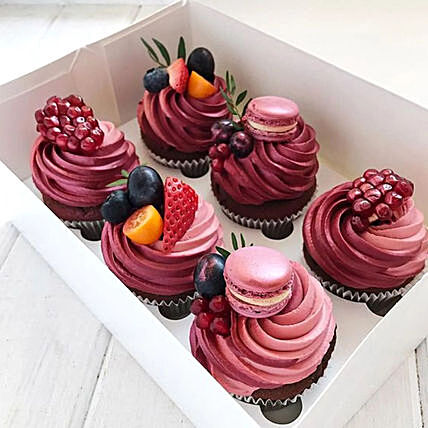 Gourmet Choco Fruity Cupcake Medley - Luxurious Designer Treats