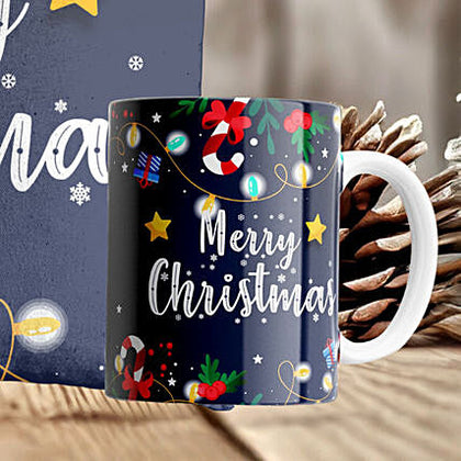 Festive Christmas Lights Cushion and Mug Set