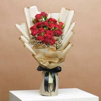 Crimson Elegance: Heartfelt Roses and Delightful Red Velvet Cake Combo
