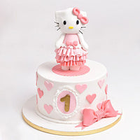 Charming Kitty-Themed Birthday Cake with Chocolate Flavor