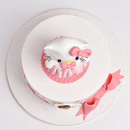 Charming Kitty-Themed Birthday Cake with Chocolate Flavor