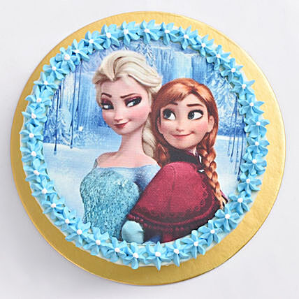 Frozen-Themed Elsa and Anna Chocolate Cake