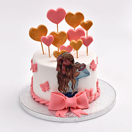 Falling In Love Chocolate Cake with Heart Toppers