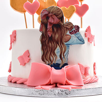 Falling In Love Chocolate Cake with Heart Toppers
