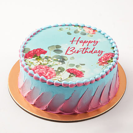 Birthday Wish Carnation Bouquet And Cake