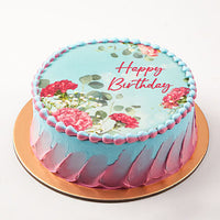 Birthday Wish Carnation Bouquet And Cake