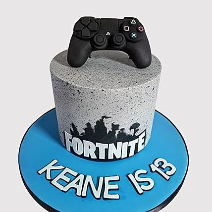 Fortnite Gamers Cake with PlayStation Controller Topper