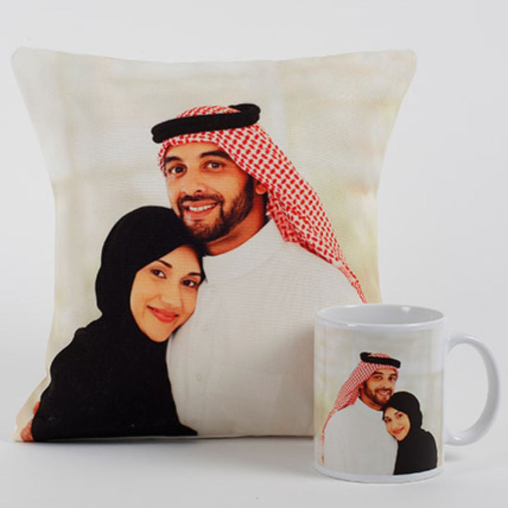 مجموعة وسادة وكوب مخصصة بالصور