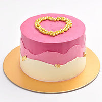 Decadent Pink Chocolate Cake with Golden Pearl Heart - 1 Kg