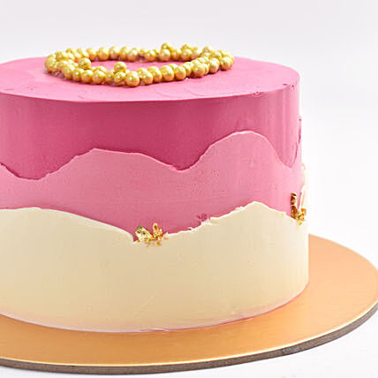 Decadent Pink Chocolate Cake with Golden Pearl Heart - 1 Kg