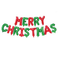 Festive Merry Christmas Foil Balloon Banner - Red & Green