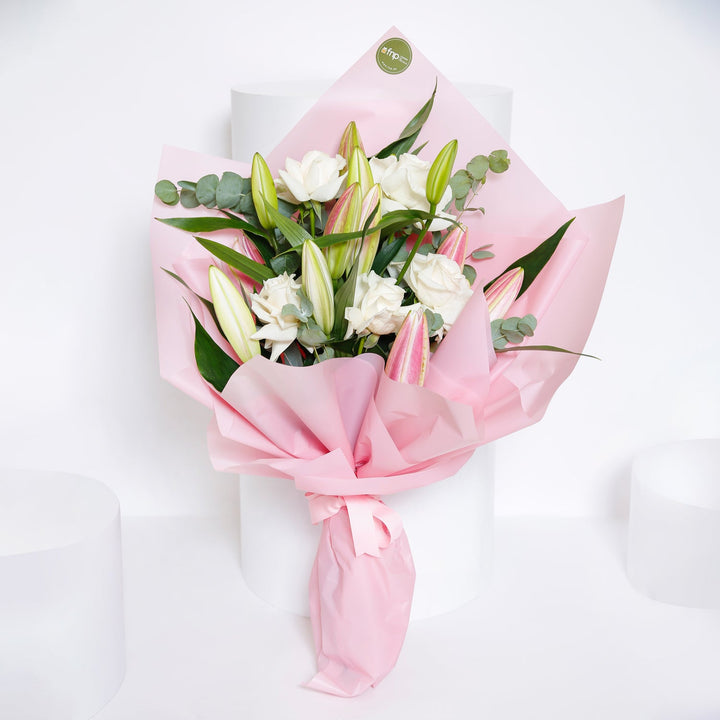 Elegant Mixed Roses and Lilies Bouquet for Mother's Day Celebration