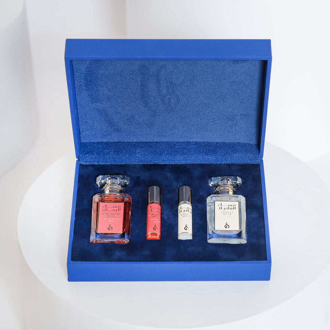 طقم عطور فاخر بالمسك - روائح الفانيليا والرمان