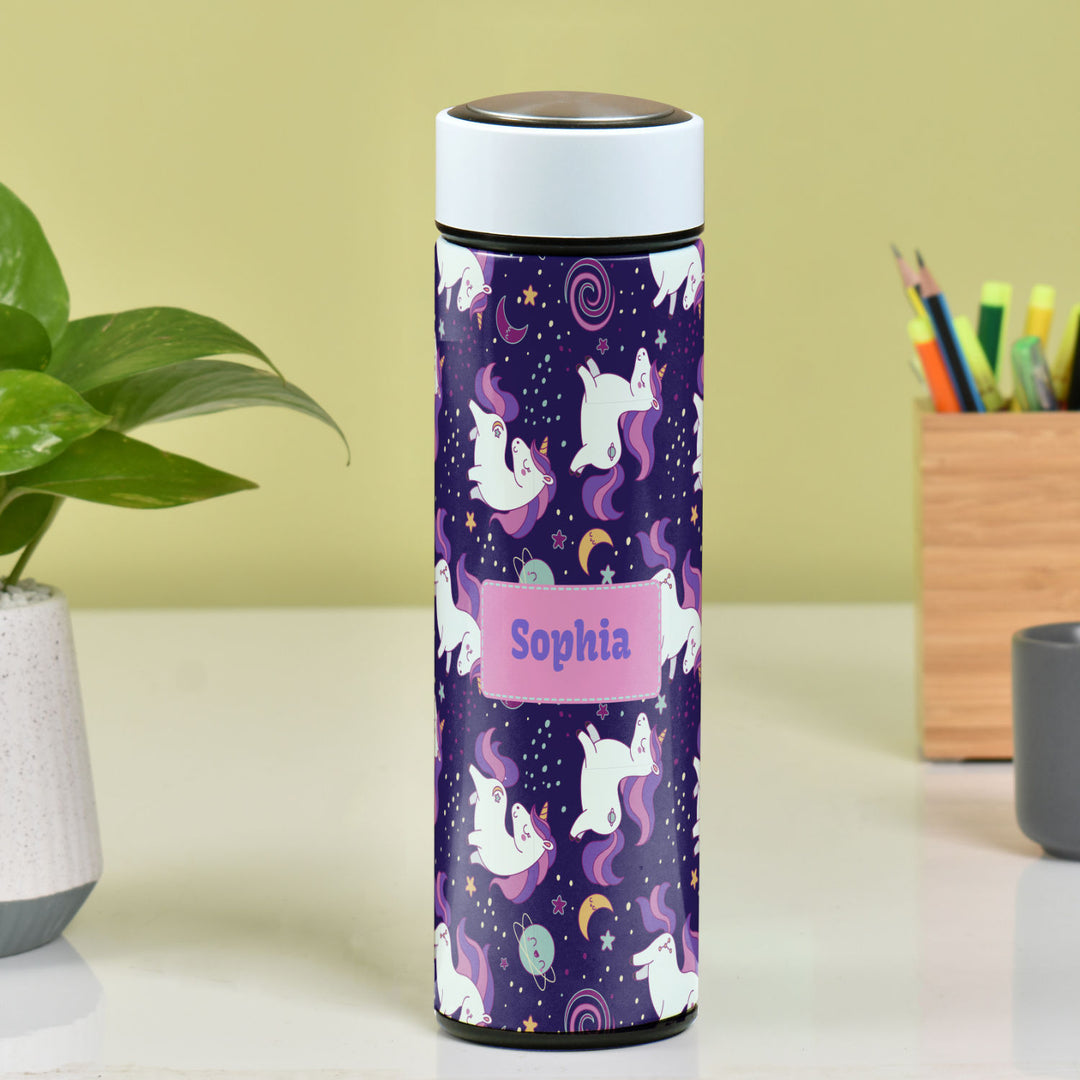 زجاجة مصممة بشخصية مع تصميم وحيد القرن - 500 مل من الفولاذ المقاوم للصدأ