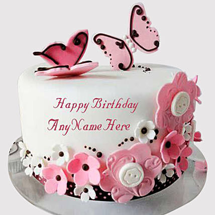 Elegant Pink Butterfly Birthday Cake - Chocolate Fondant Delight
