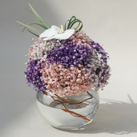 Enchanting Floral Symphony: Multicolored Baby Breath in Glass Bowl
