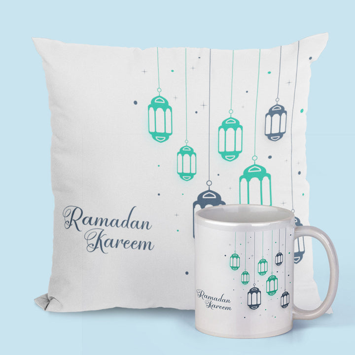 Ramadan Kareem Cushion & Mug Set – Elegant Lantern Design