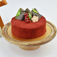 Elegant Red Velvet Cake with a Bouquet of 3 Red Roses