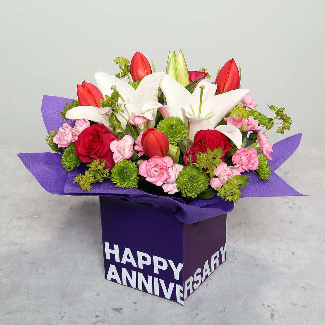 Elegant Tulips, Roses, and Carnations in a Glass Vase - Perfect Anniversary Gift