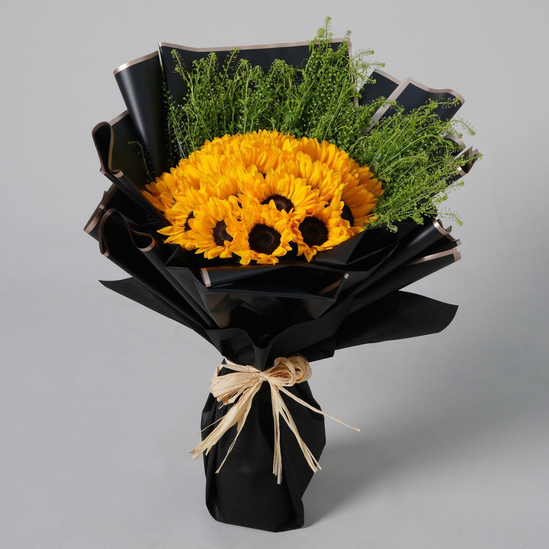 Radiant Sunshine Bouquet - A Joyful Blend of Sunflowers and Greenery