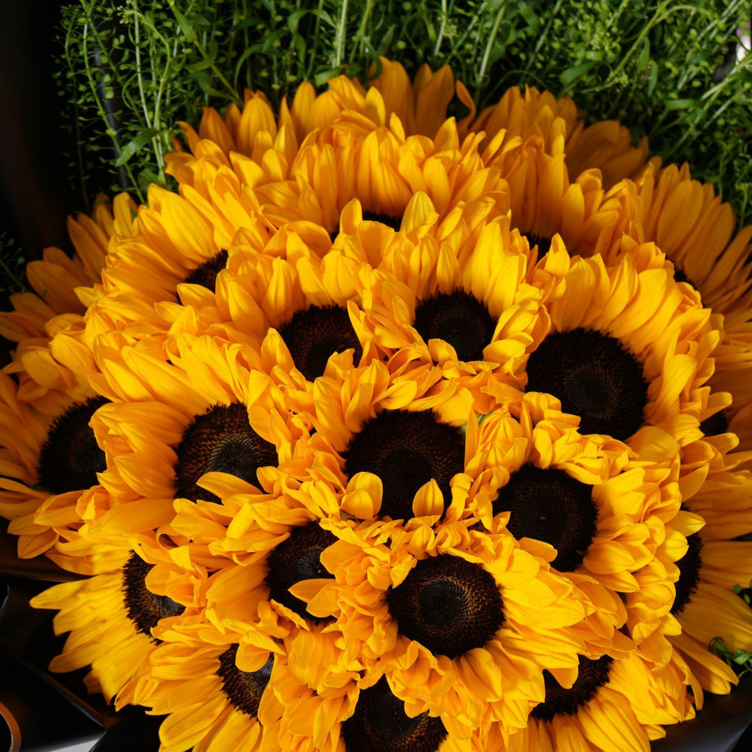 Radiant Sunshine Bouquet - A Joyful Blend of Sunflowers and Greenery