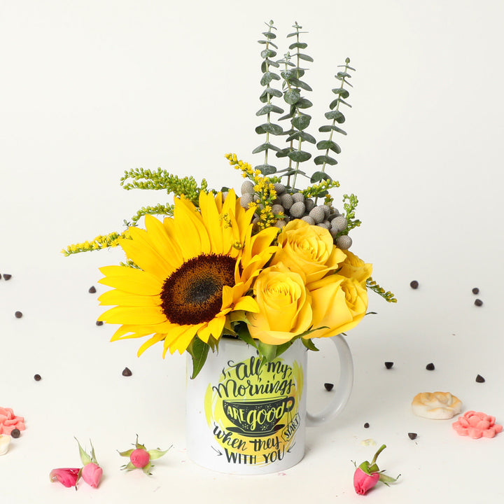 Brighten Your Day with the 'You Make Every Morning Good' Floral Mug